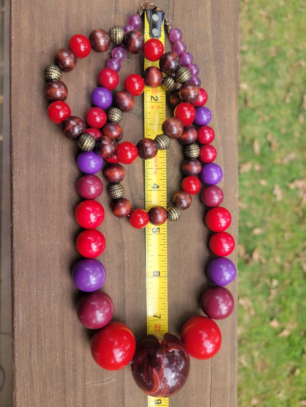 Vintage Lucite Bold Red and Purple Bead Choker Necklace 3pc Set